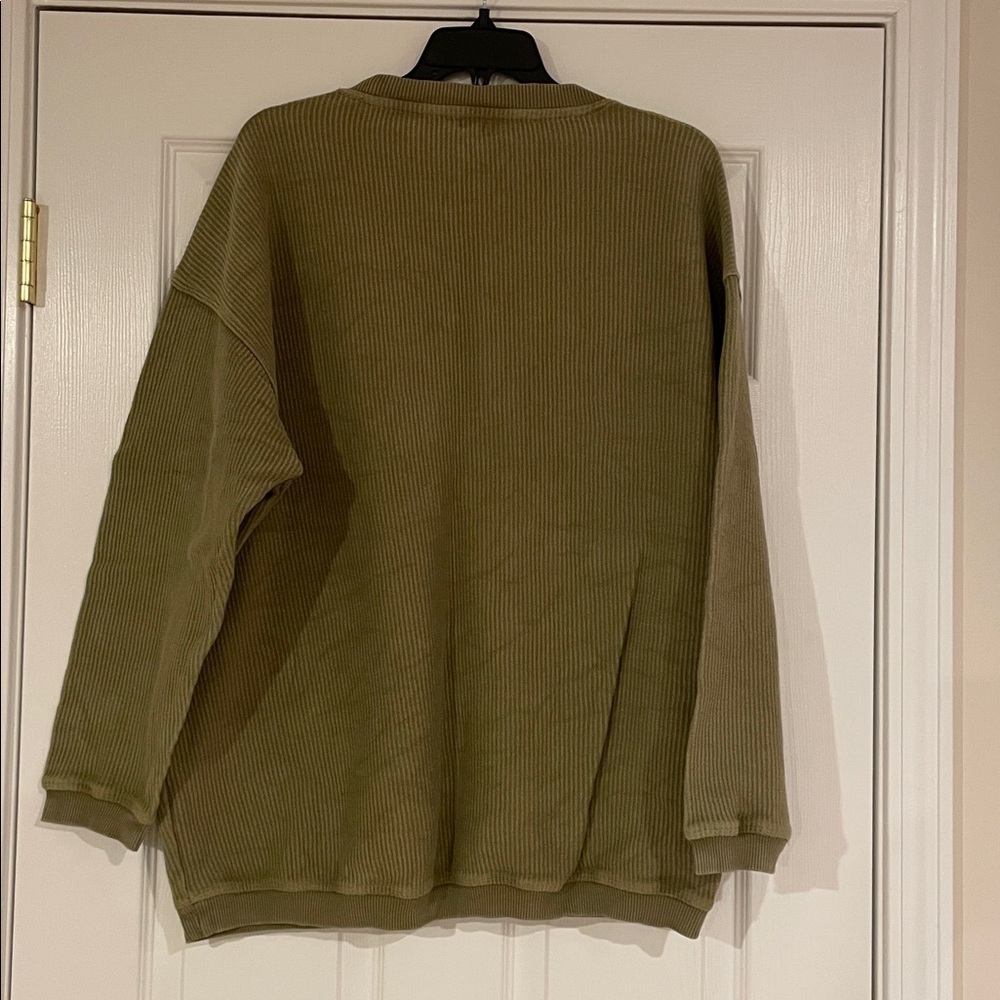 Aerie Olive Green Ribbed Sweatshirt - Picture 4 of 4